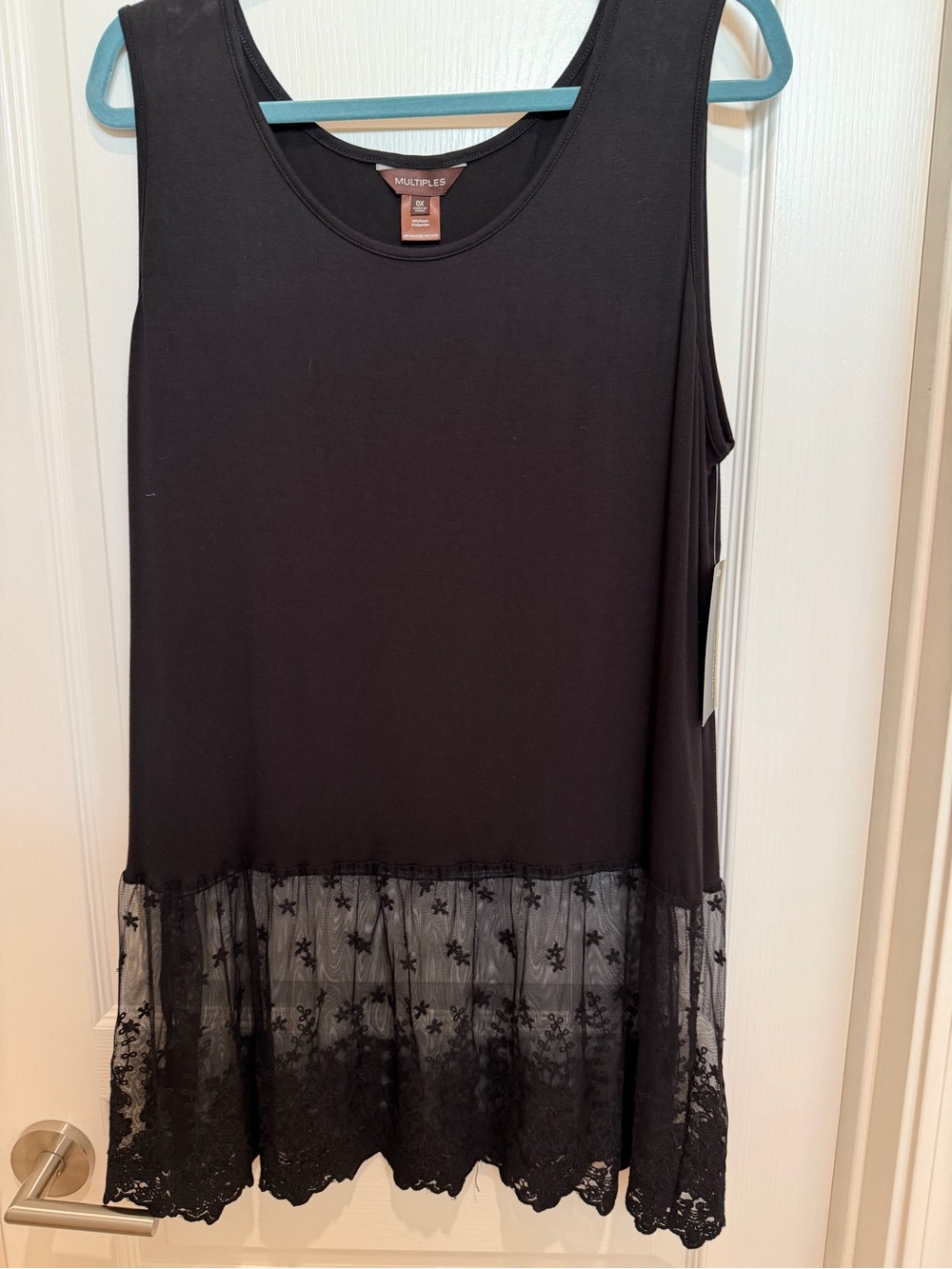 NWT Multiples Black Knit Lace Hem Dress Extender 0X